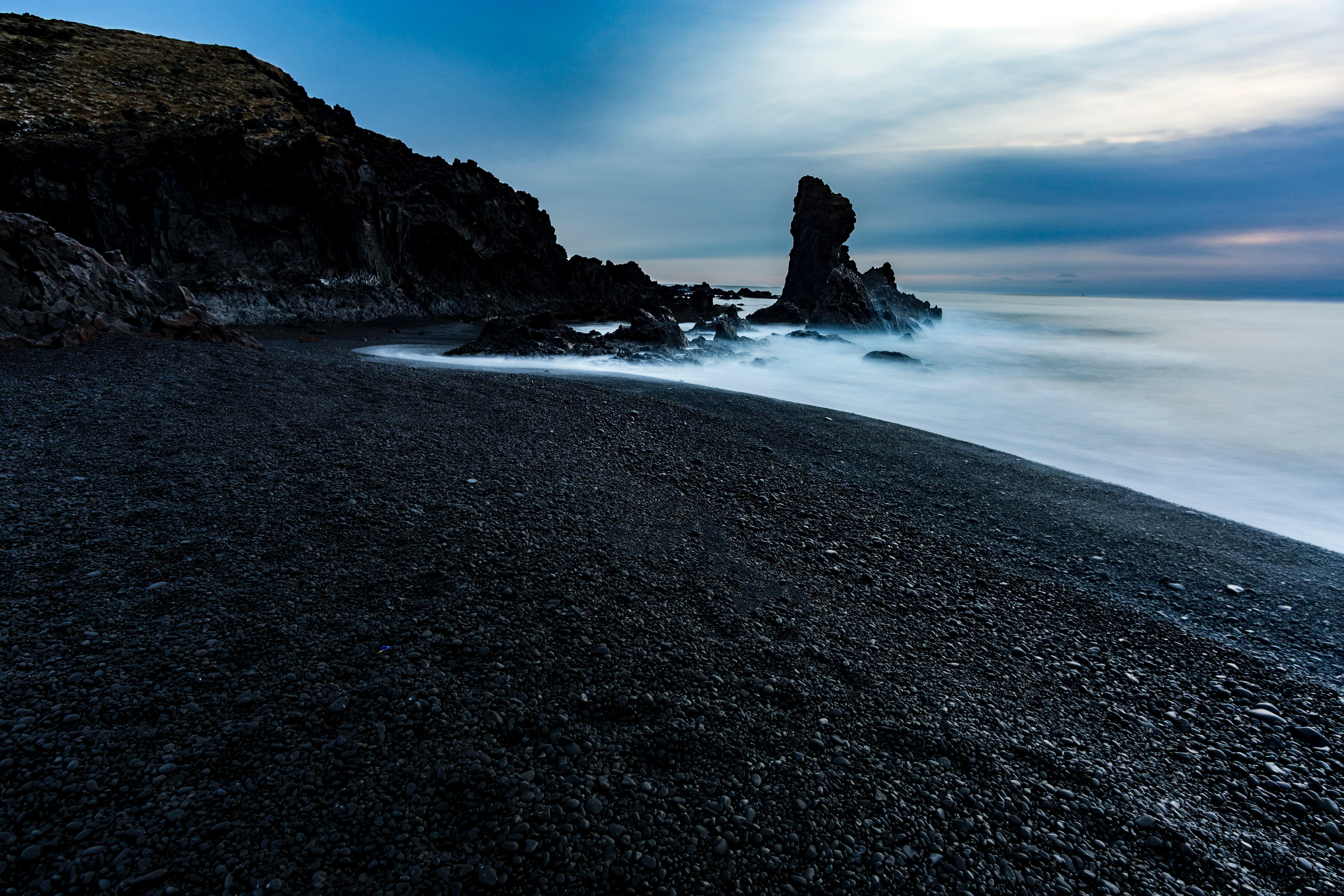 Black sand beach